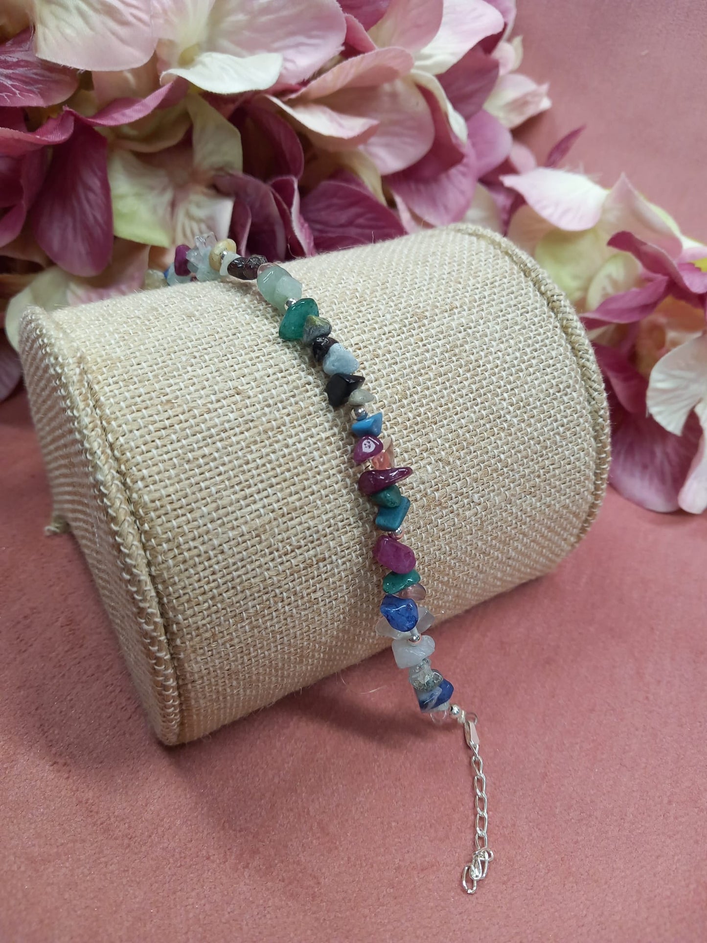 Pulsera PLATA con Minerales Mix.