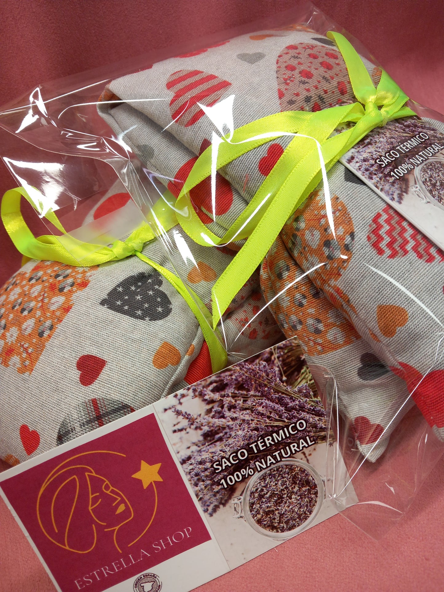 Foto Saco terapéutico de Corazones de elegantes colores en diversos tamaños y colores.Romántico.100%Artesanal.Antiinflamatorio y Relajante.