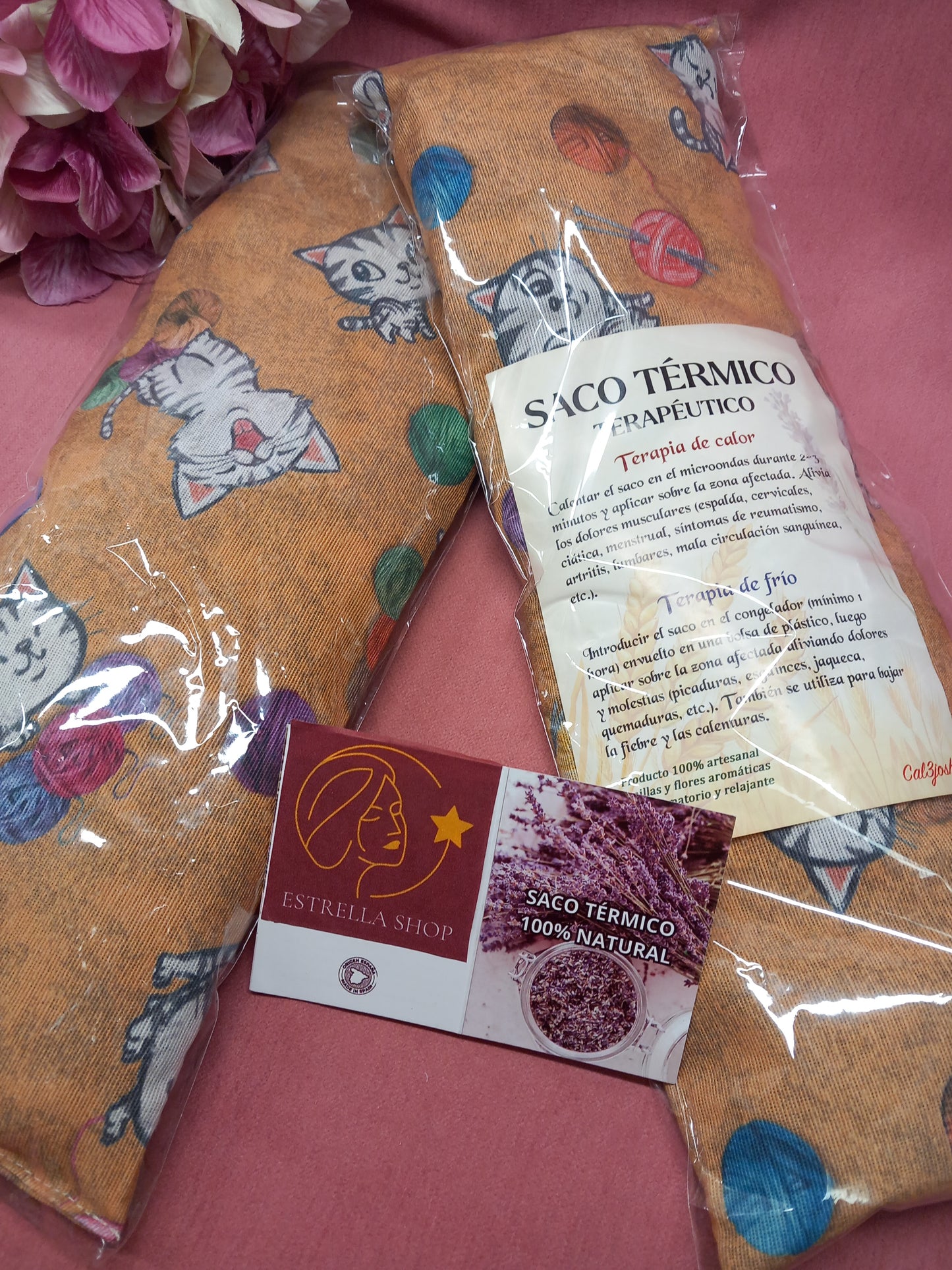 Saco terapeútico gatitos y ovillos de colores.Envío gratis.