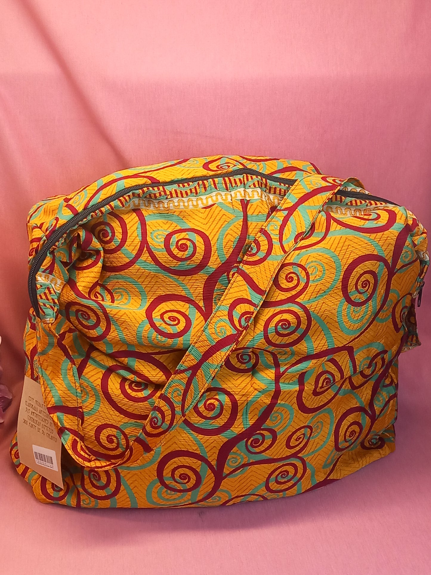 Bolso india de escapada, fin de semana,playa,montaña, gimansio...Con cremallera.Envío Gratis.Modelo Espirales.
