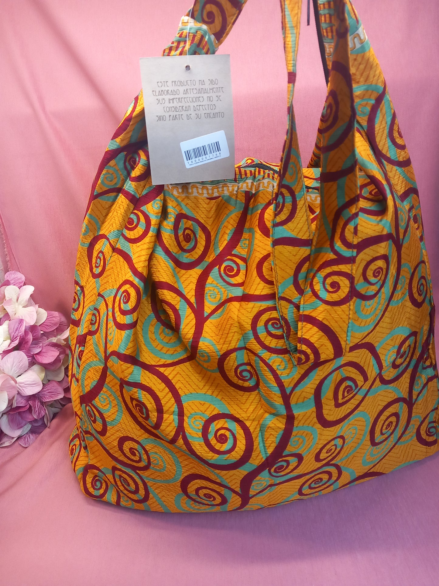 Bolso india de escapada, fin de semana,playa,montaña, gimansio...Con cremallera.Envío Gratis.Modelo Espirales.