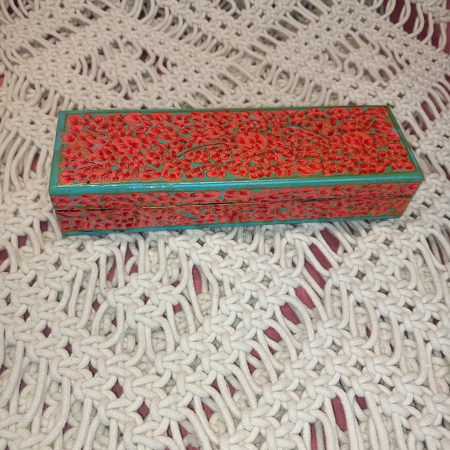 Joyero de cajita roja artesanía India. Precio sin competencia. Envío Gratis.