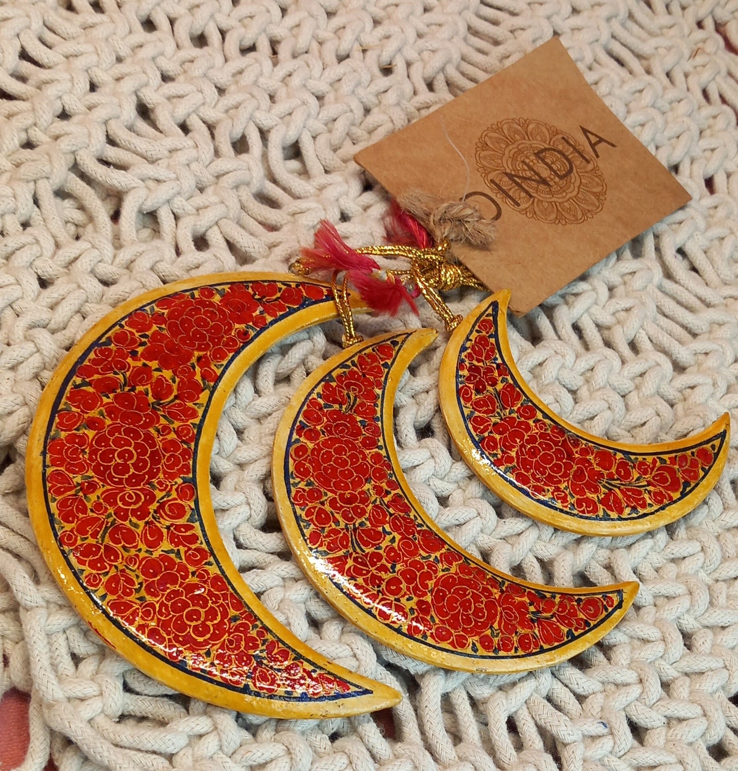 SET 3 LUNAS SURUC,PIEZAS ÚNICAS E IRREPETIBLES DE LA ARTESANÍA INDIA