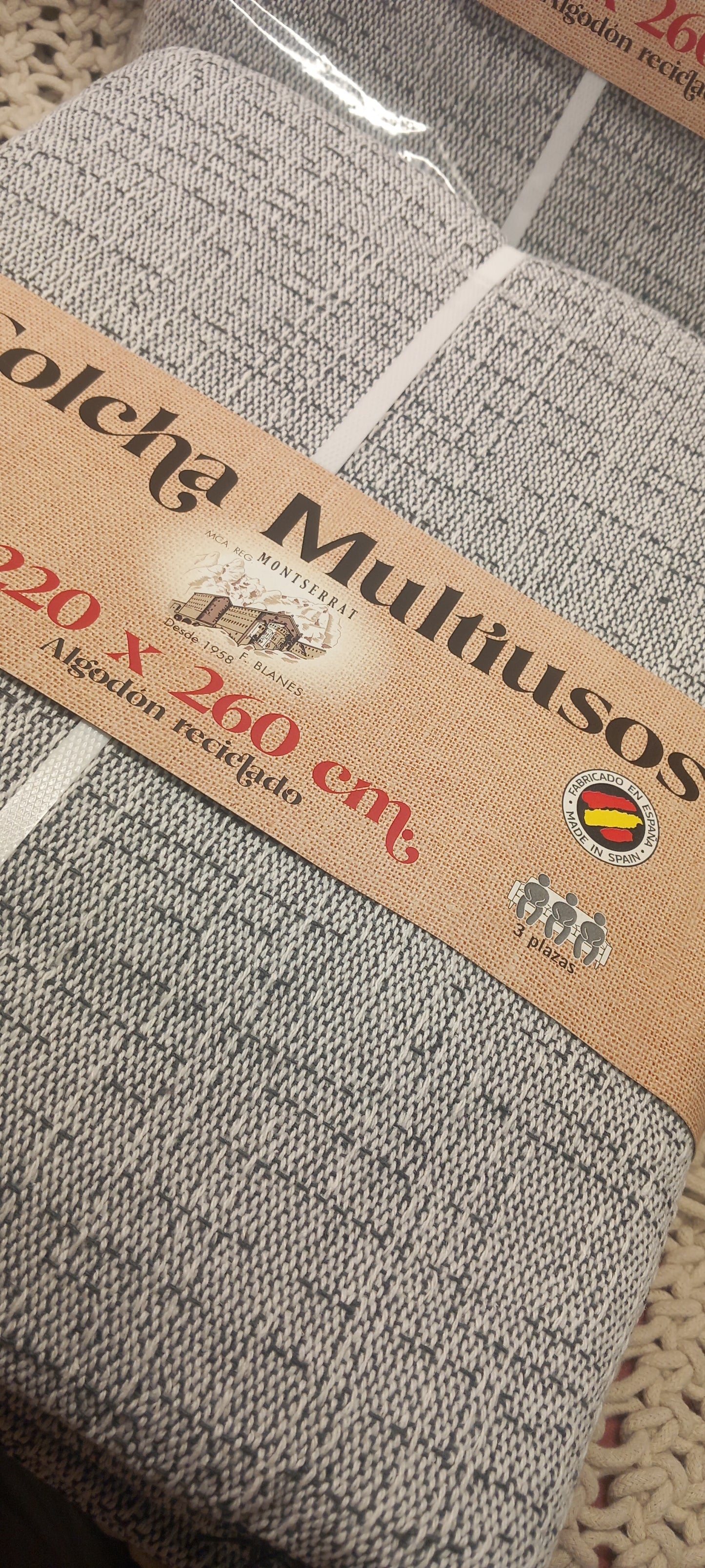 JARAPA MANTA RÚSTICA MULTIUSOS DE ALGODÓN RECICLADO. 80%ALGODÓN,ENVÍO GRATIS SIN PEDIDO MÍNIMO.