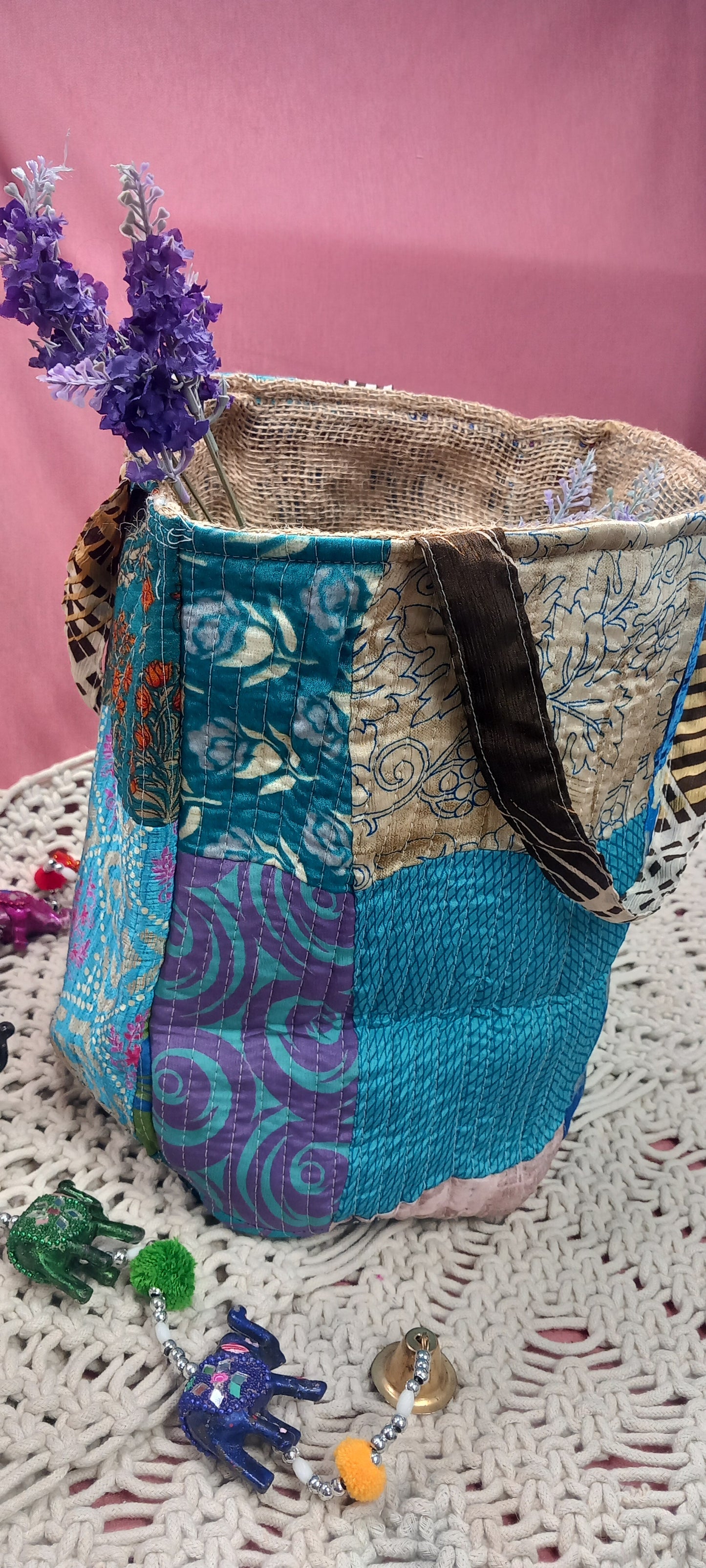 CESTO MULTIFUNCIONAL PATCHWORK 25X30 ENVÍO GRATIS SIN PEDIDO MÍNIMO