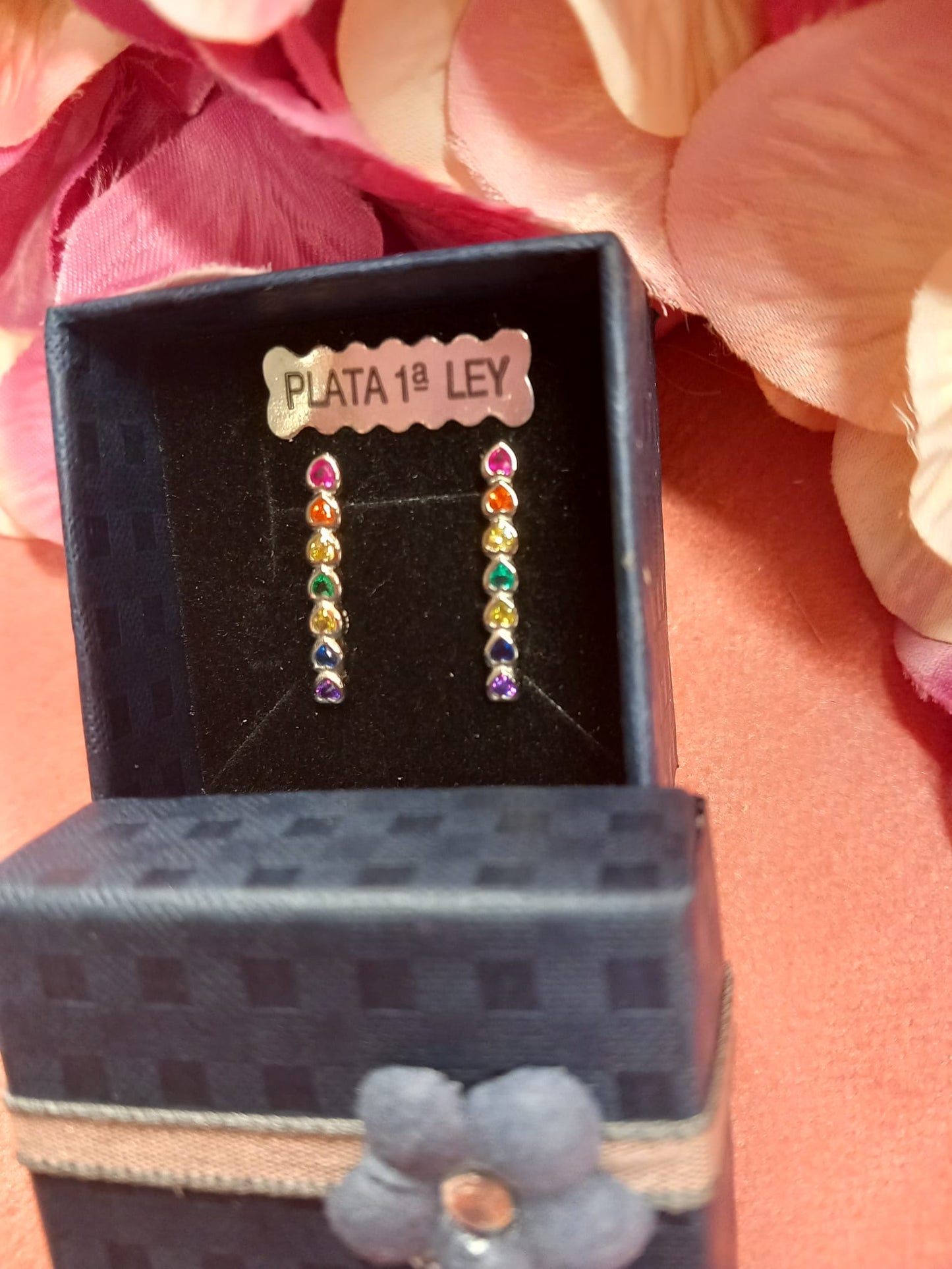 Pendientes TREPADORES en Plata de Ley 925 con circonitas de colores.