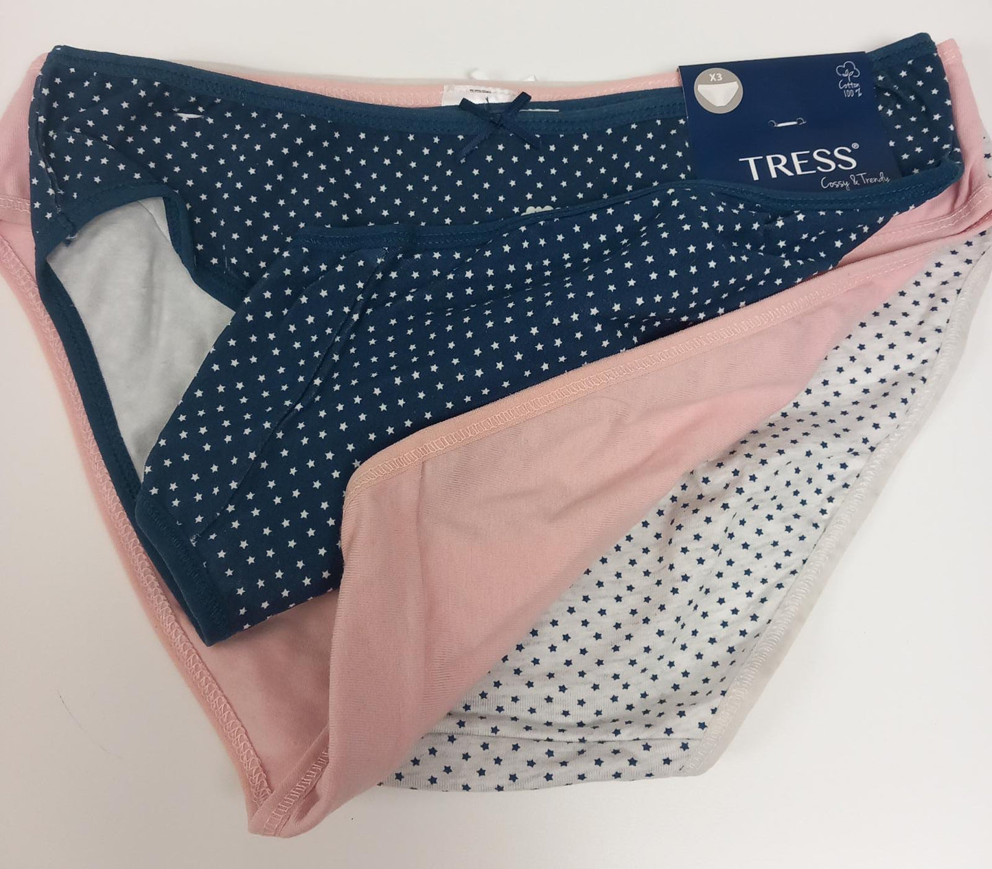 Pack de 3 bragas ALGODÓN Tress Estrellitas
Pack de 3 bragas algodón Tress Estrellitas. Bragas sexys y cómodas.