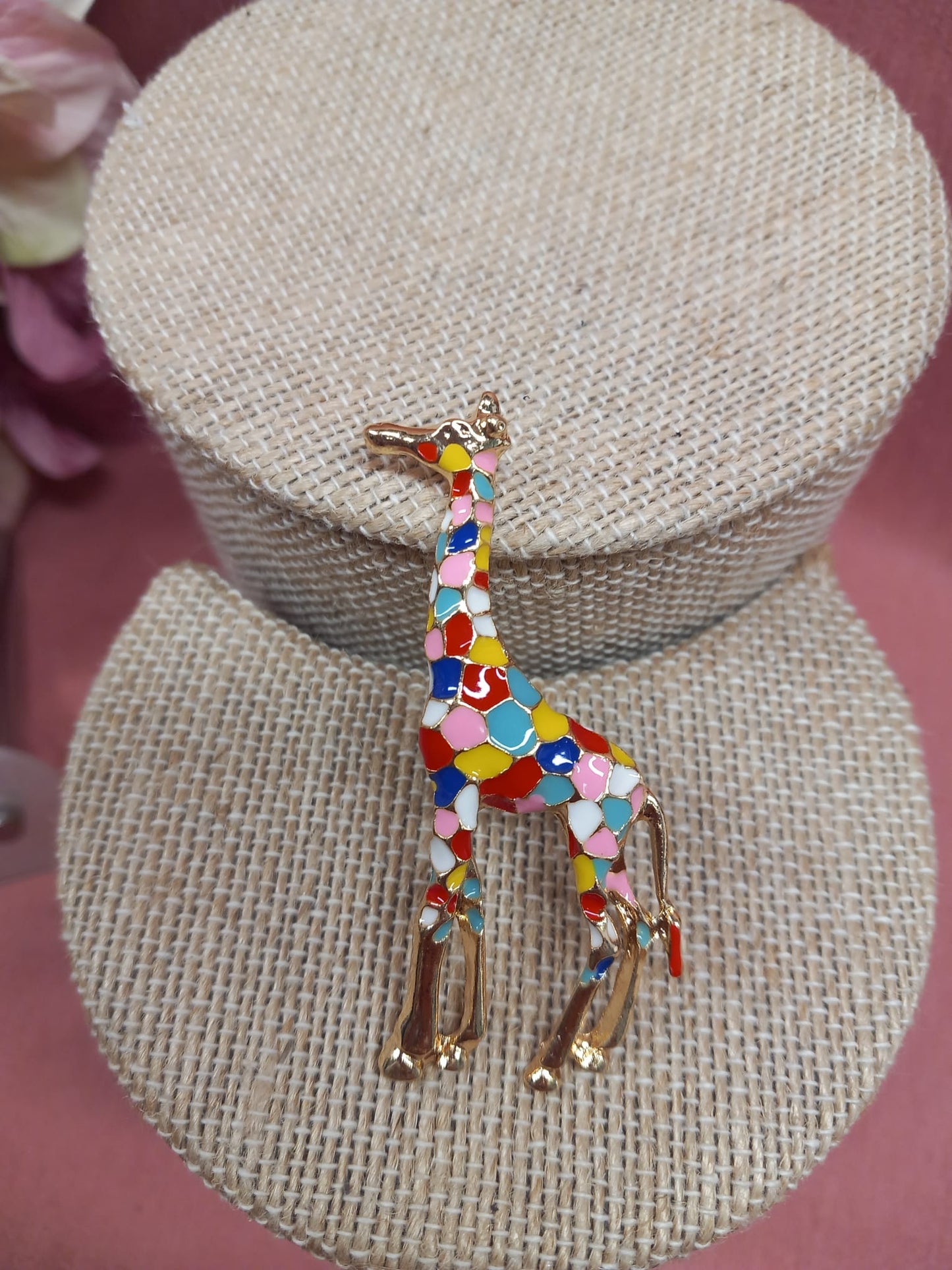 Multicolored Giraffe Brooch