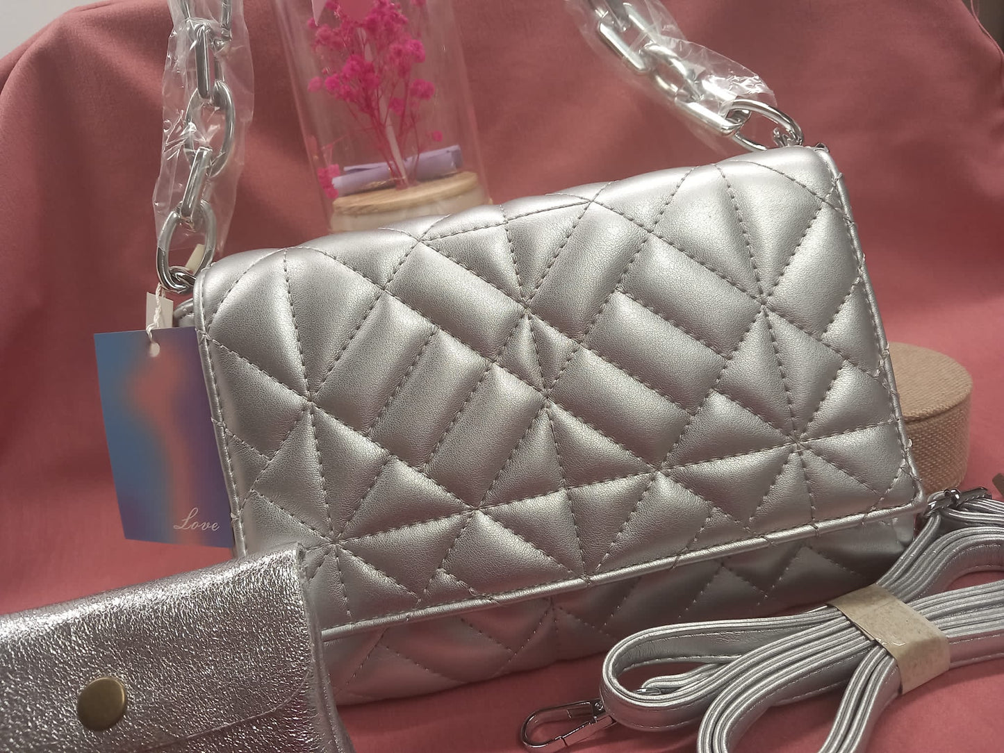 Bolso plata + Cartera de REGALO.2 cadenas.
Bolso plata + Cartera de REGALO.