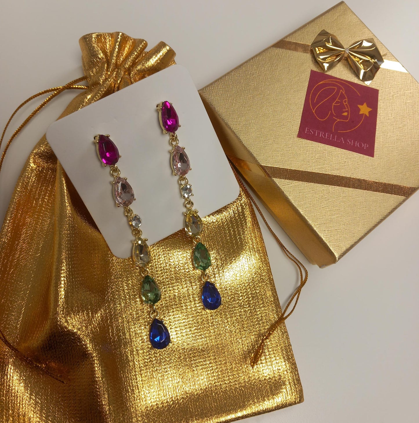 Pendientes Piedras Multicolores Elegancia 💕