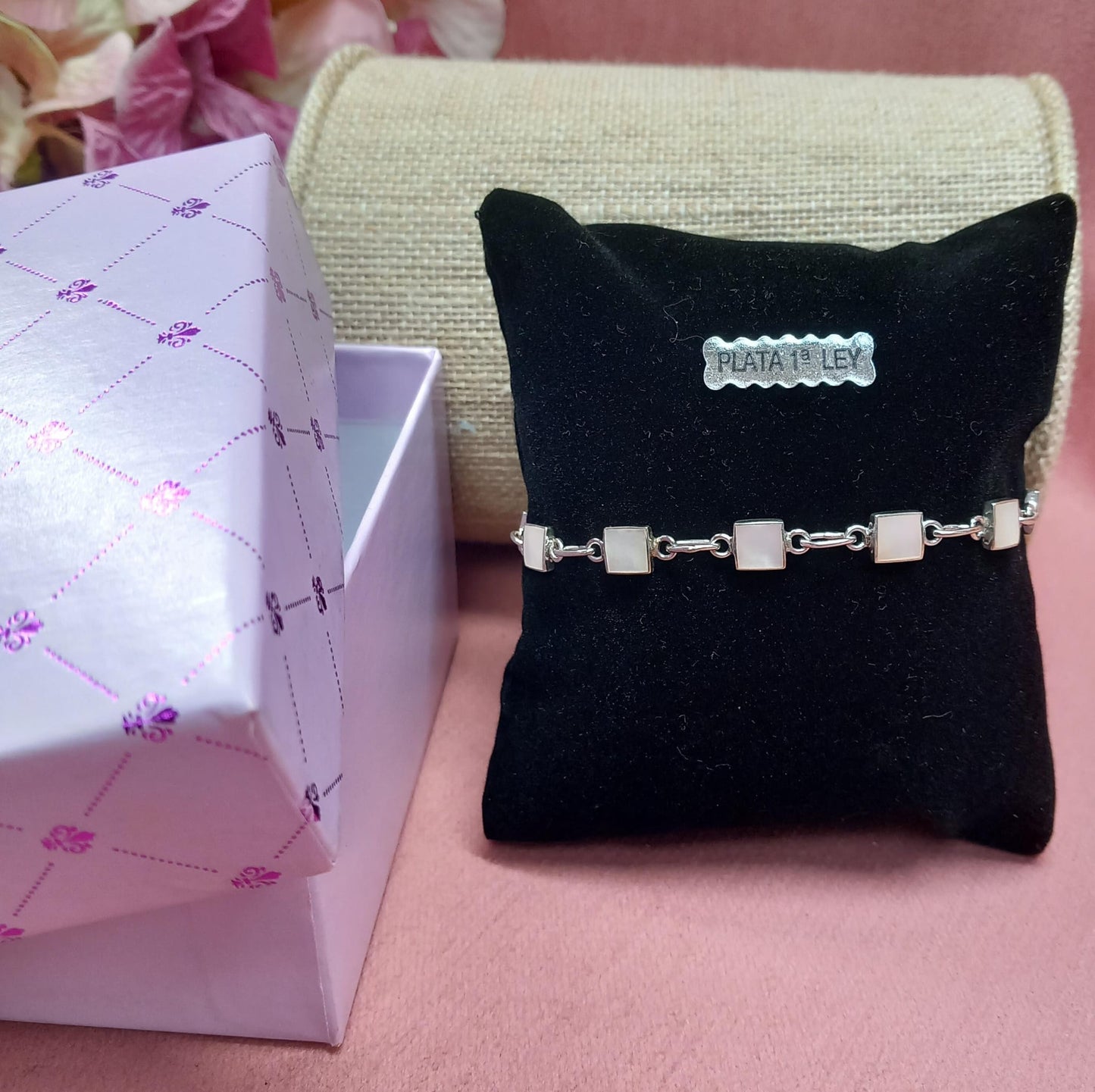 1st Law SILVER bracelet with NACRE decoration.