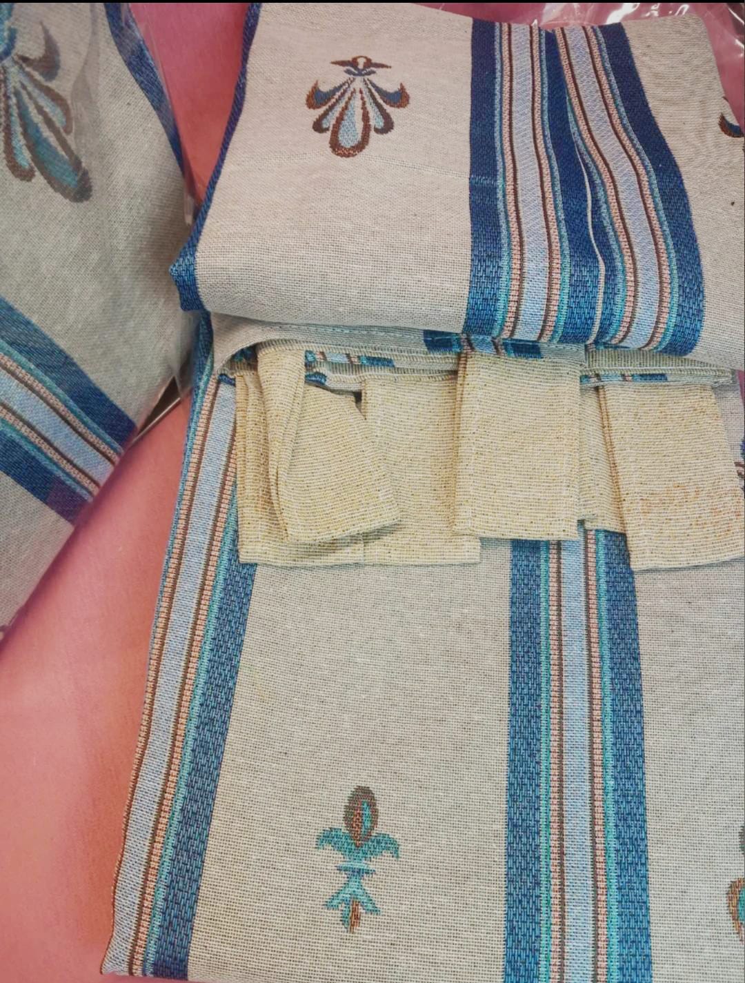 Cortinas confeccionadas tonos rústicos con azul.Envío Gratis,12.99€ precio sin competencia