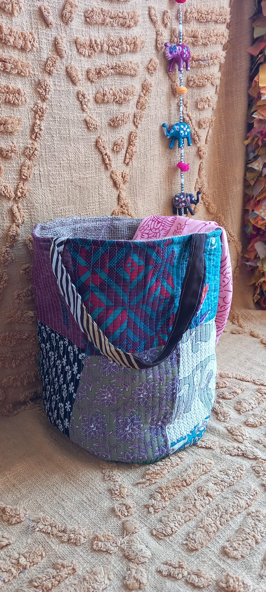 CESTO MULTIFUNCIONAL PATCHWORK 25X30 ENVÍO GRATIS SIN PEDIDO MÍNIMO