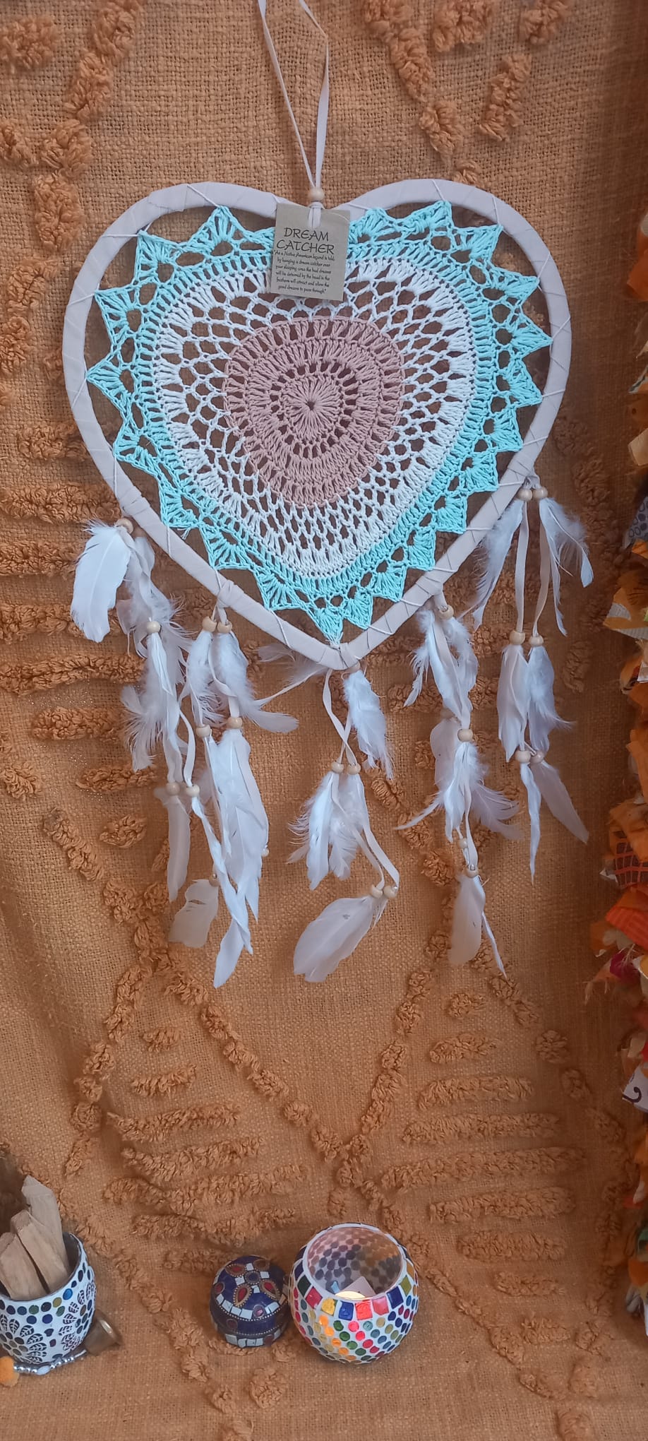 Atrapasueños crochet Agua marina, tamaño grande.Envío Gratis. Precio sin competencia.