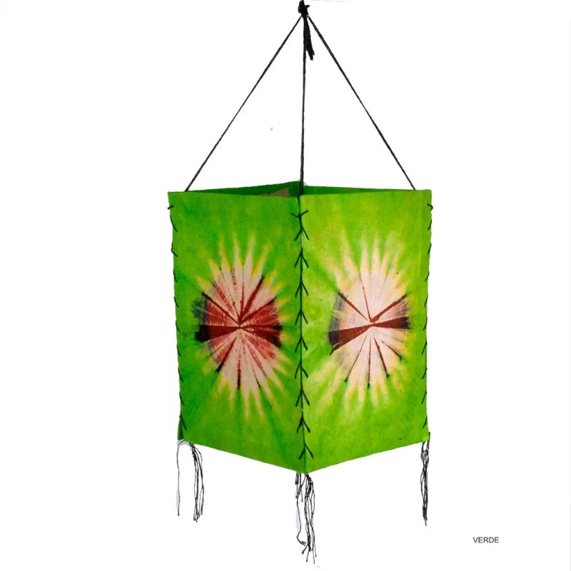 Lámpara de arroz manda verde y beig.Artesanía India a precio sin competencia.Envío Gratis.