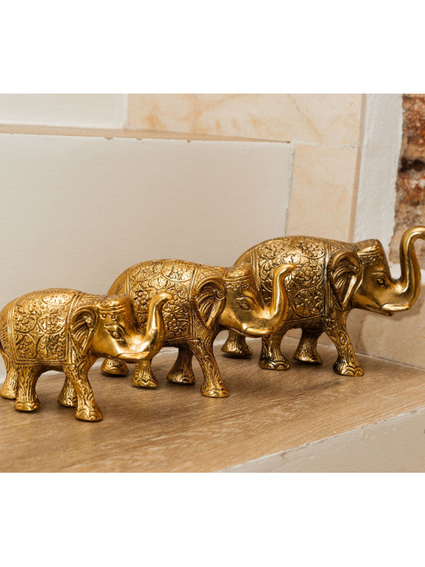 SET DE ELEFANTES EN METAL TALLADOS A MANO.10CM.ELEMENTO DECORATIVO CON INTENCIÓN Y CON ALMA.ENVÍO GRATIS.