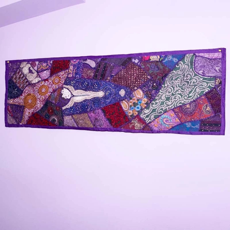 TAPIZ PATCHWORK 48X148cms ELABORADO ARTESANALMENTE EN INIDIA,ENVÍO GRATIS SIN PEDIDO MÍNIMO.