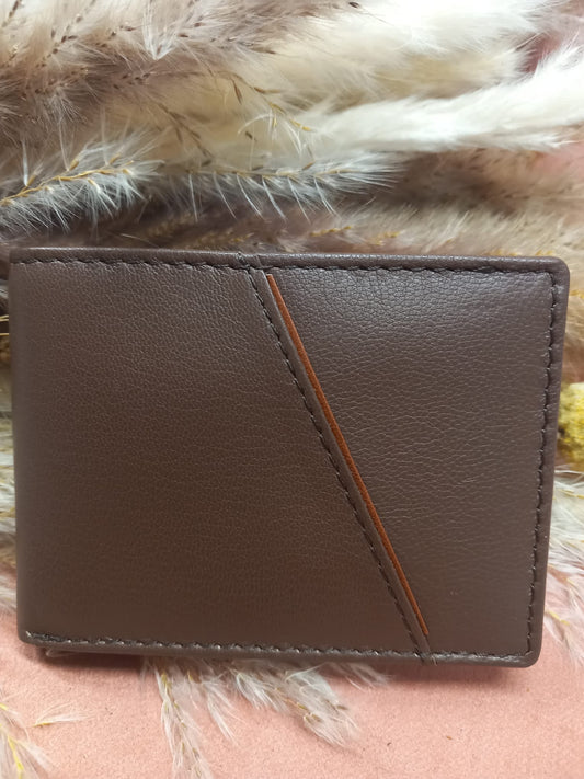 Brown Leather Wallet with different departments.