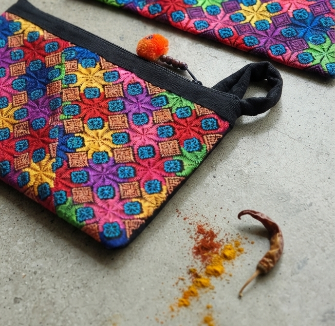 NECESERES BORDADOS ARTESANALMENTE EN TAILANDIA CON CREMALLERA.JOYA TEXTIL ÚNICA.ENVÍO GRATIS SIN PEDIDO MÍNIMO.