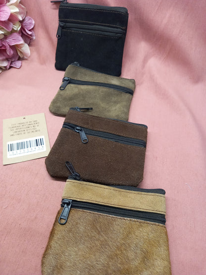 Monedero hombre en piel con 2 cremalleras.Artesanía India.Envío Gratis y precio sin competencia.