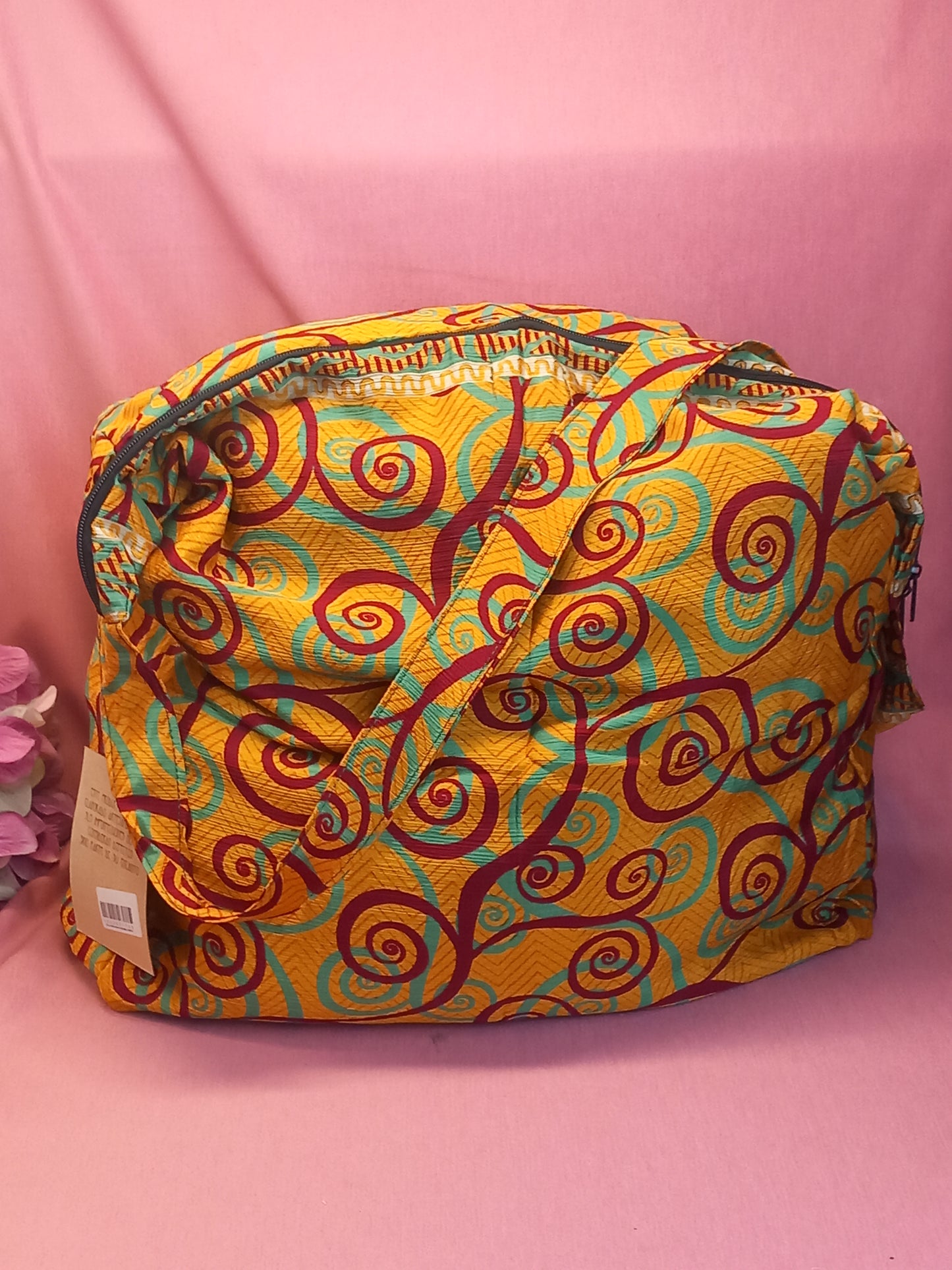 Bolso india de escapada, fin de semana,playa,montaña, gimansio...Con cremallera.Envío Gratis.Modelo Espirales.