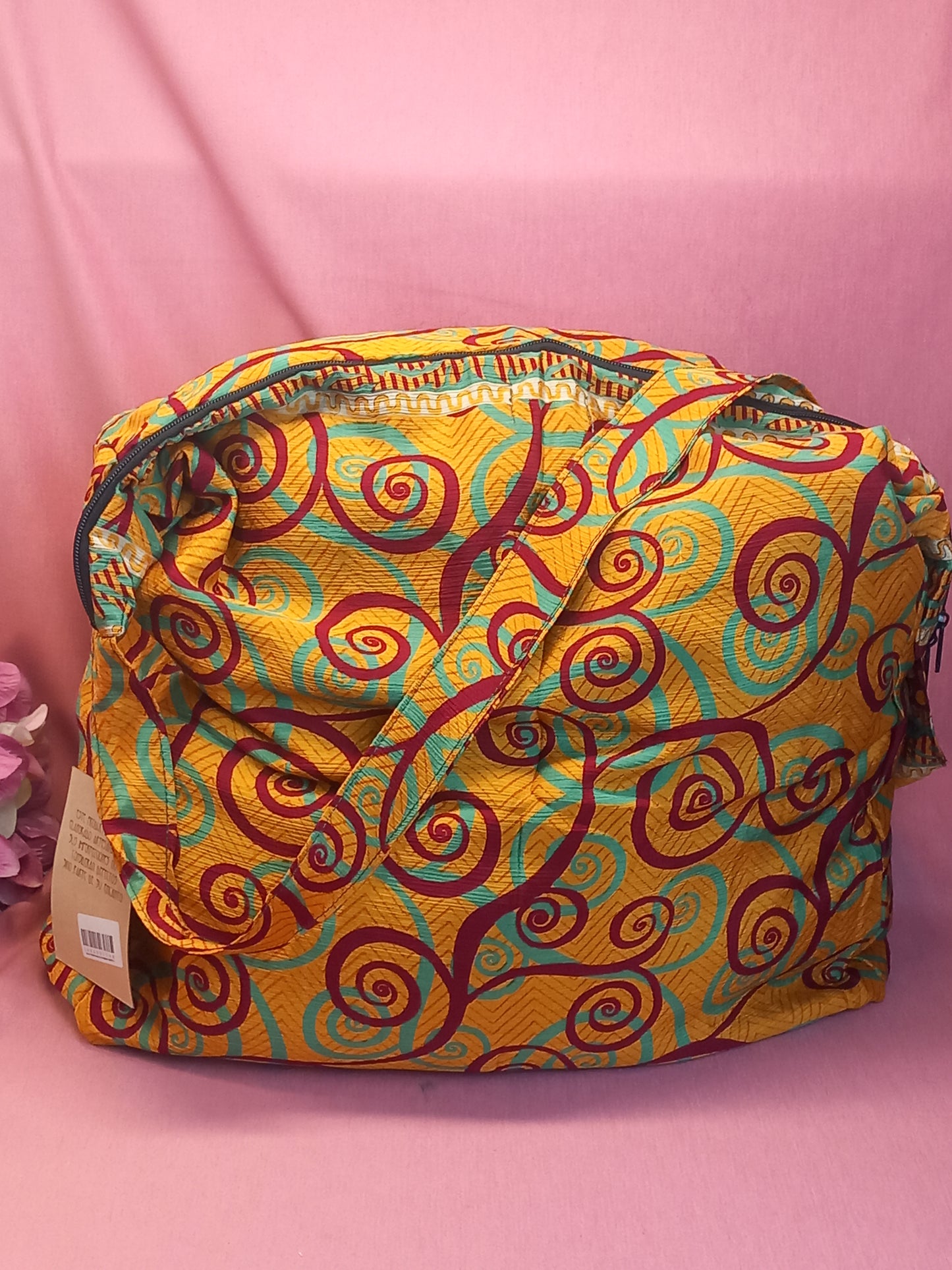 Bolso india de escapada, fin de semana,playa,montaña, gimansio...Con cremallera.Envío Gratis.Modelo Espirales.
