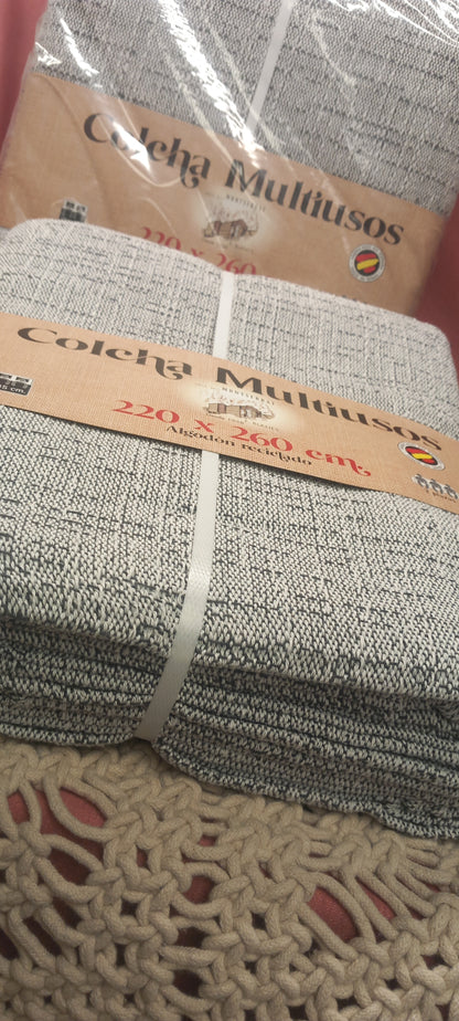 JARAPA MANTA RÚSTICA MULTIUSOS DE ALGODÓN RECICLADO. 80%ALGODÓN,ENVÍO GRATIS SIN PEDIDO MÍNIMO.