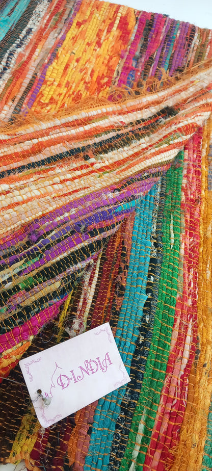 JARAPA MULTICOLOR FLECO NARANJA EXPLOSIÓN DE COLOR TEXTURA Y TRADICIÓN,ELABORADA ARTESANALEMENTE EN INDIA. ENVÍO GRATIS SIN PEDIDO MÍNIMO.