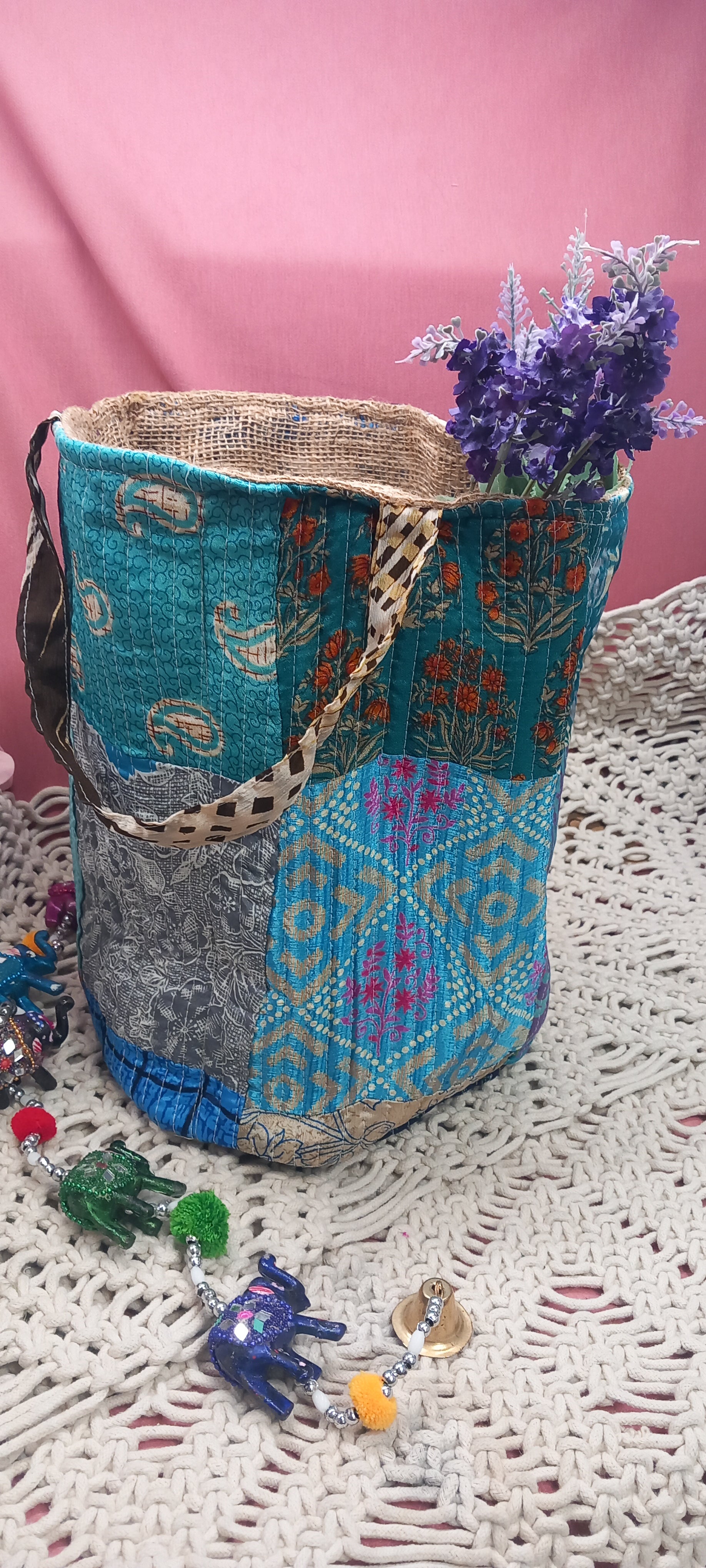 CESTO MULTIFUNCIONAL PATCHWORK 25X30 ENVÍO GRATIS SIN PEDIDO MÍNIMO