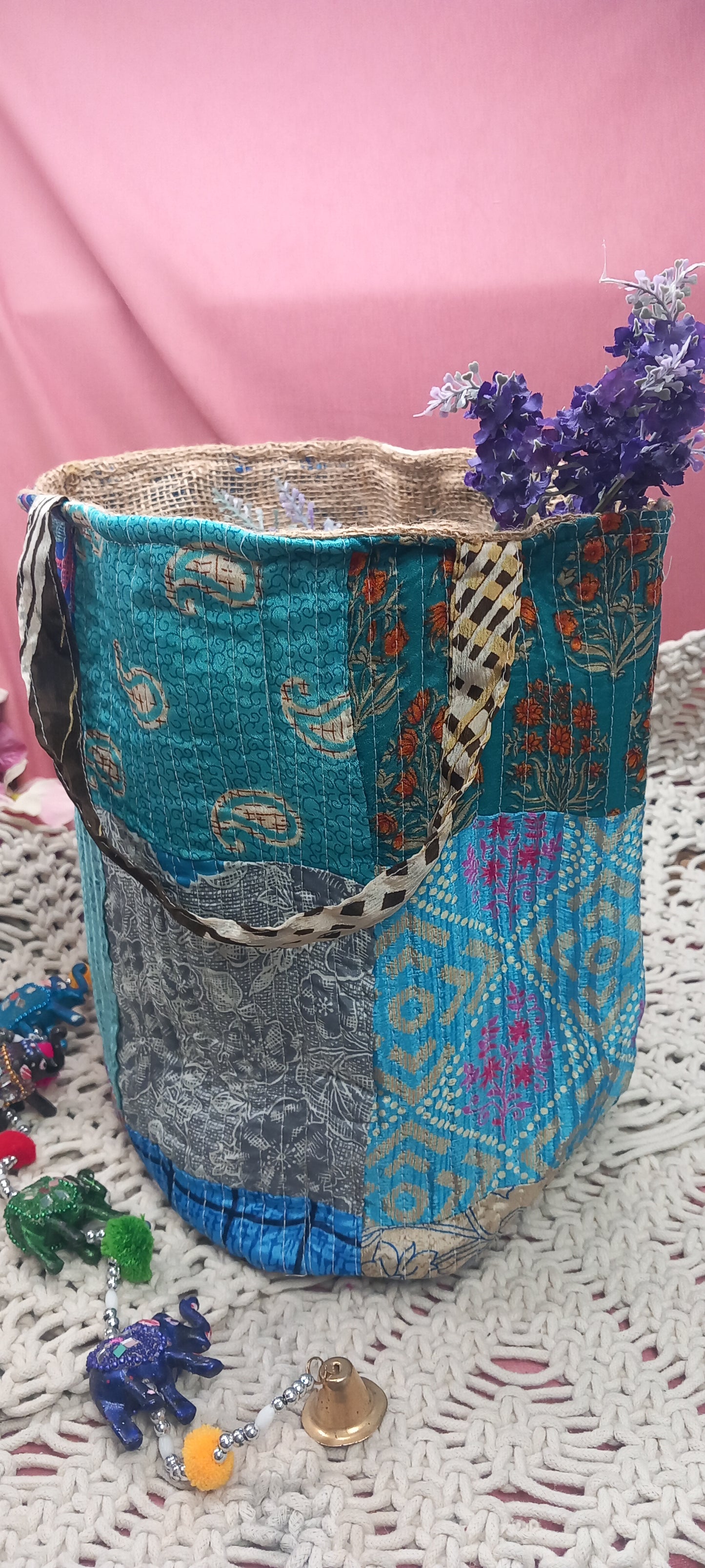 CESTO MULTIFUNCIONAL PATCHWORK 25X30 ENVÍO GRATIS SIN PEDIDO MÍNIMO