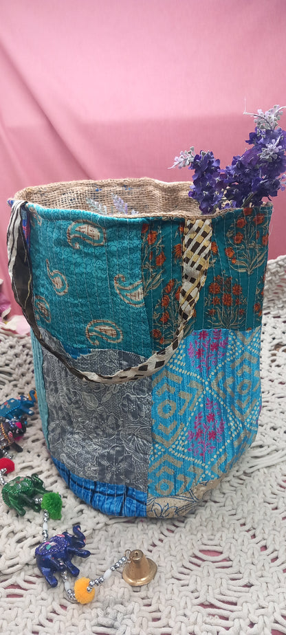 CESTO MULTIFUNCIONAL PATCHWORK 25X30 ENVÍO GRATIS SIN PEDIDO MÍNIMO