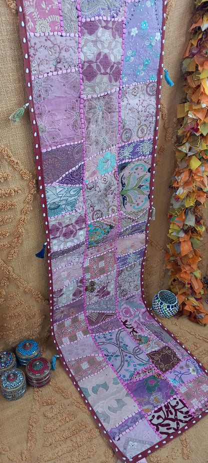 Camino de mesa patchwork flecos 35x150cm.Envío gratis sin pedido mínimo.