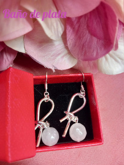 Silver-plated dangling earrings with stones for women.