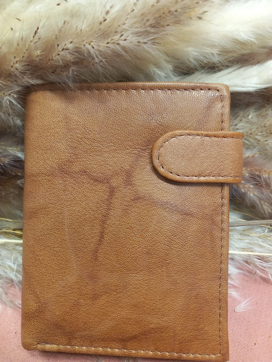 Portefeuille RFID en cuir marron avec différents départements.