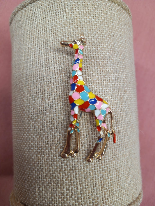 Multicolored Giraffe Brooch