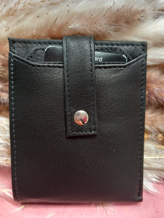 Black Leather Wallet with different departments.