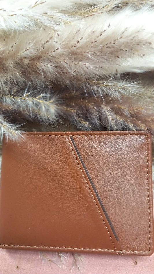 Leather Wallet in Camel with different departments.