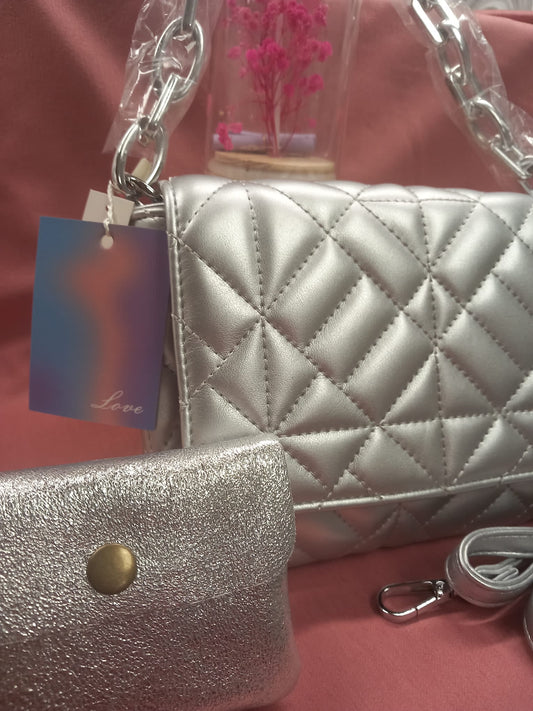 Silver bag + GIFT Wallet. 2 chains.
 Silver bag + GIFT Wallet.