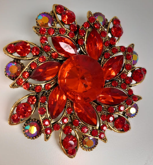 Red Flower Mandala Brooch
