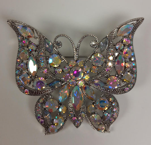 White Crystal Butterfly Brooch