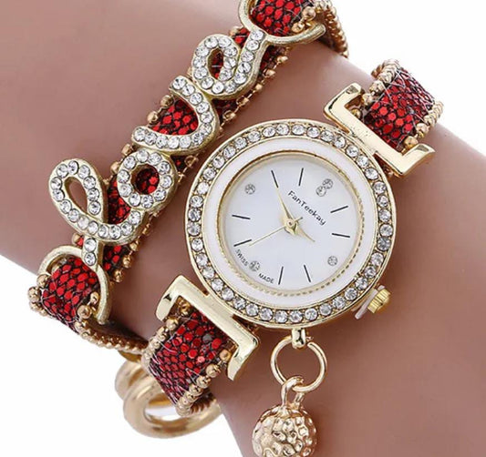 LOVE bracelet watch with rhinestones
