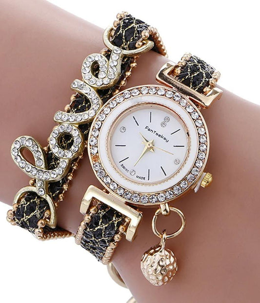 LOVE rhinestone bracelet watch for women