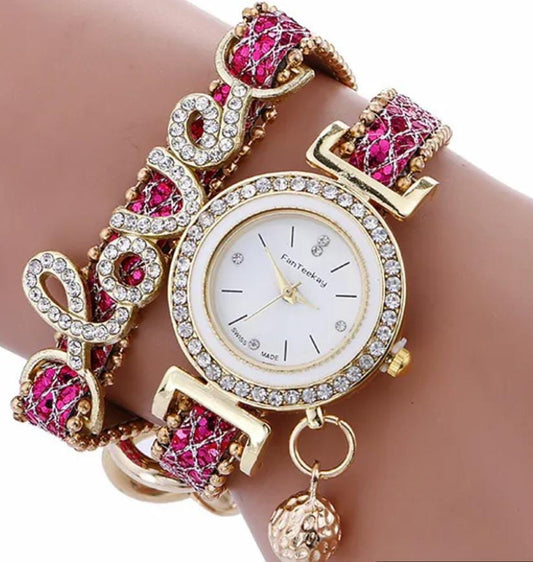 Reloj con pulsera de Mujer LOVE con piedrecitas