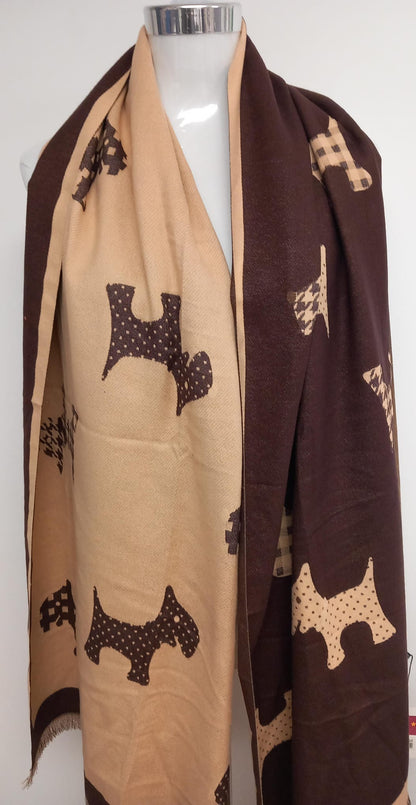 Versátil y Reversible bufanda con auténtica lana cahsmere de amados perros