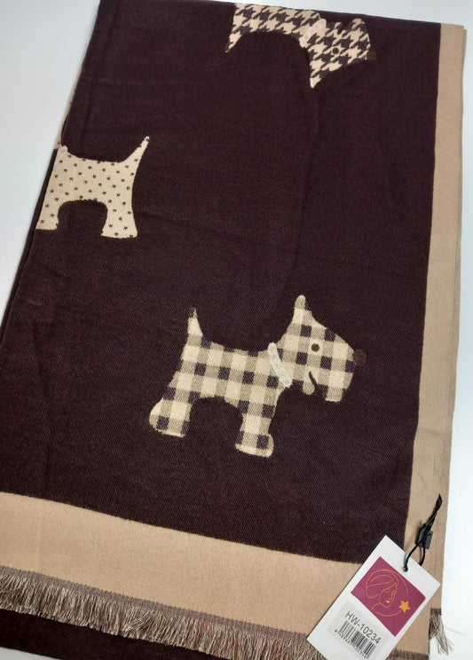 Versátil y Reversible bufanda con auténtica lana cahsmere de amados perros