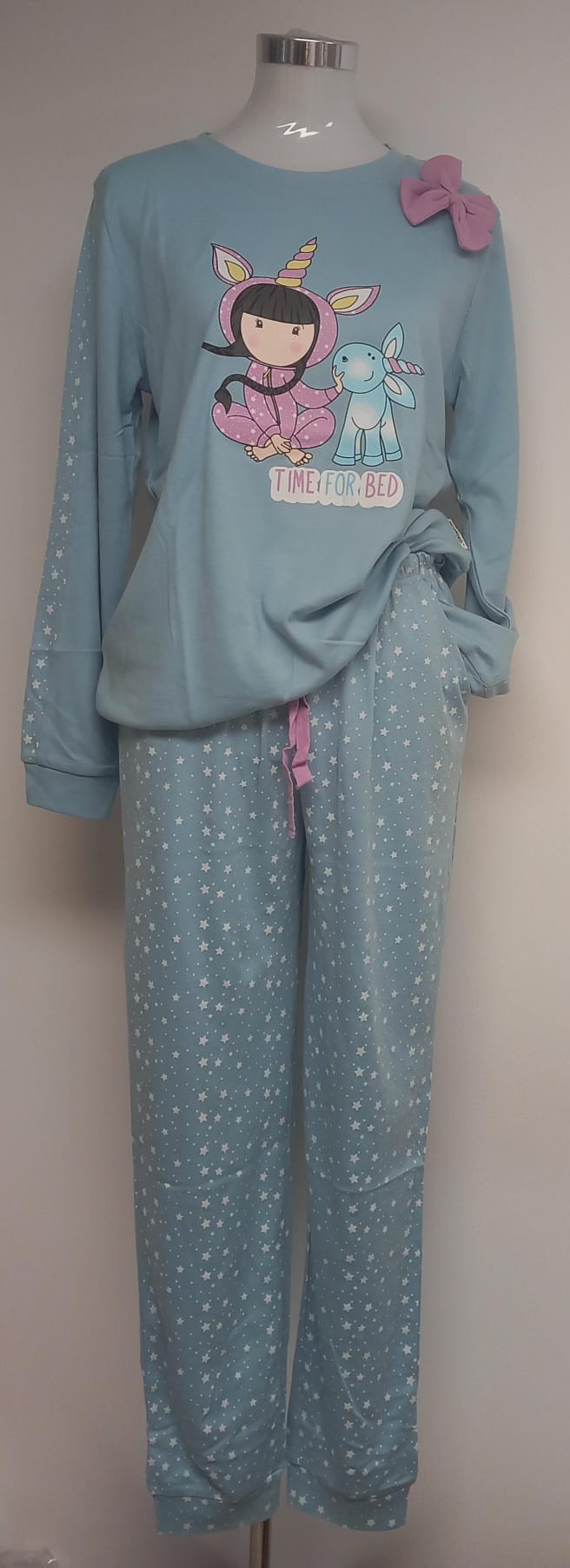Pijama cielo sugerente con lazo