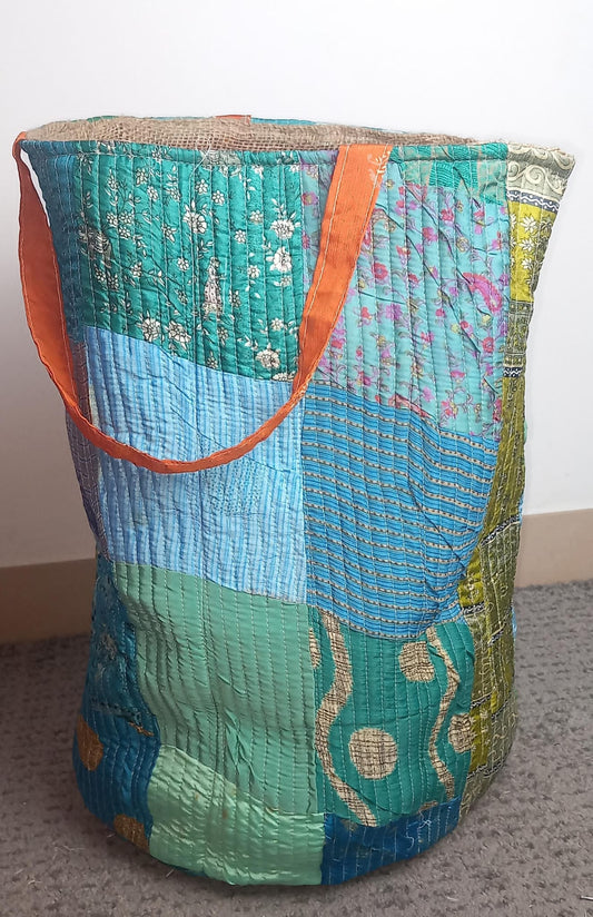 CESTO MULTIUSOS PATCHORK CON YUTE,MULTIFUNCIONAL CON ESTAMPADOS ÚNICOS,ENVÍO GRATIS SIN PEDIDO MÍNIMO.