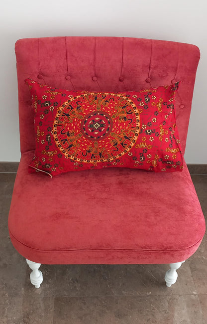 FUNDA DE COJÍN Y /O ALMOHADA EN ROJO CON ELEFANTES DE LA SUERTE,ENVÍO GRATIS SIN PEDIDO MÍNIMO.