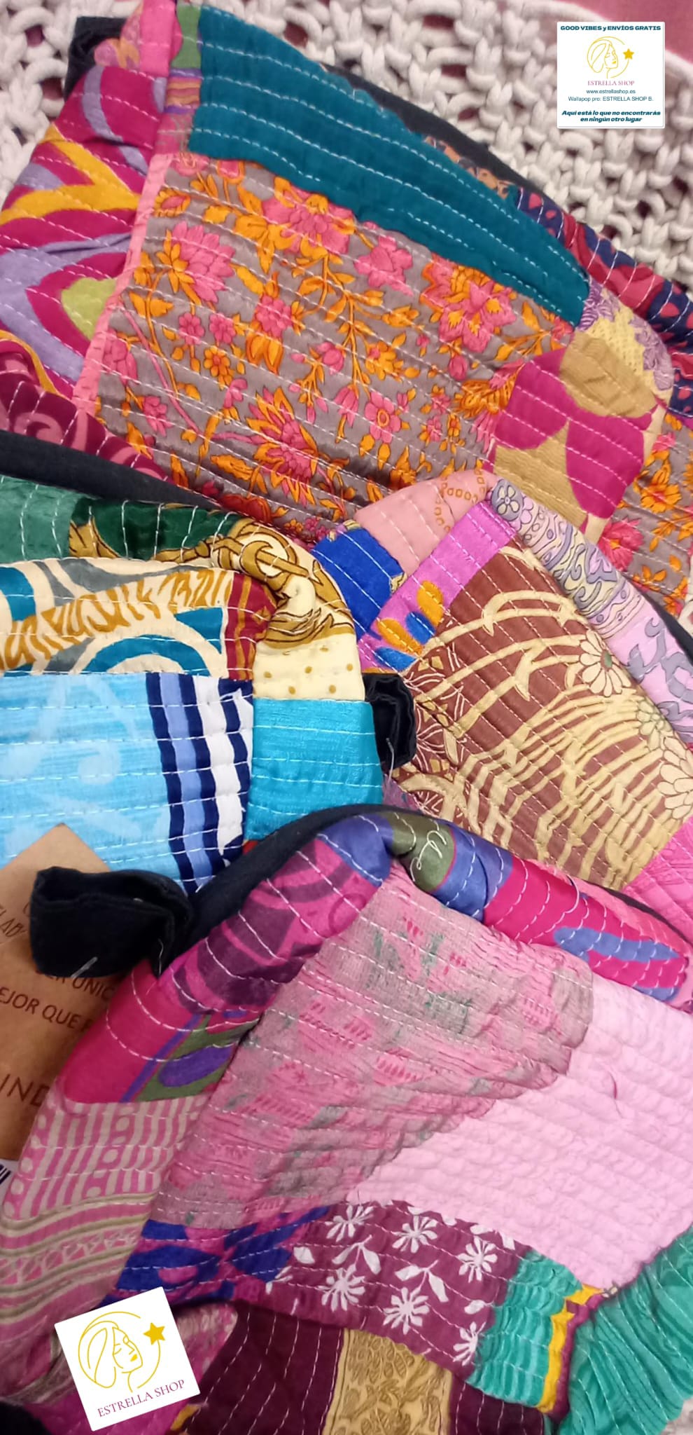 ACCESORIO TEXTIL EN ARTESANÍA PATCHWORK MODELO MASALA,ES NECESER INDIA.ENVÍO GRATIS SIN PEDIDO MÍNIMO.