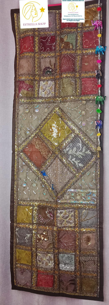 Textil Tapiz y Camino bordado patchwork elefante 90x60 cm,ENVÍO GRATIS SIN PEDIDO MÍNIMO